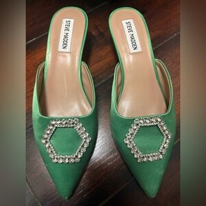 Steve Madden Emerald Green Embellished Mules